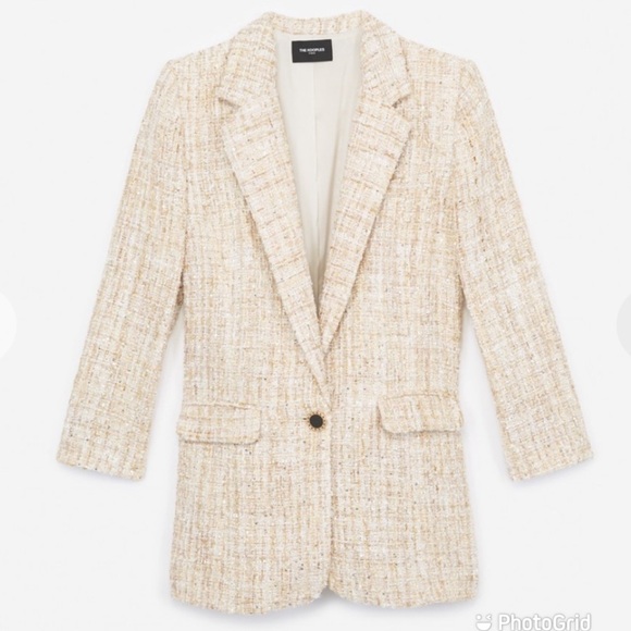 The Kooples Long Glam Tweed Blazer in Beige New with Tags! - Picture 2 of 16